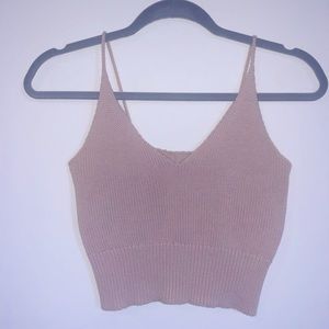 Pink knit crop top